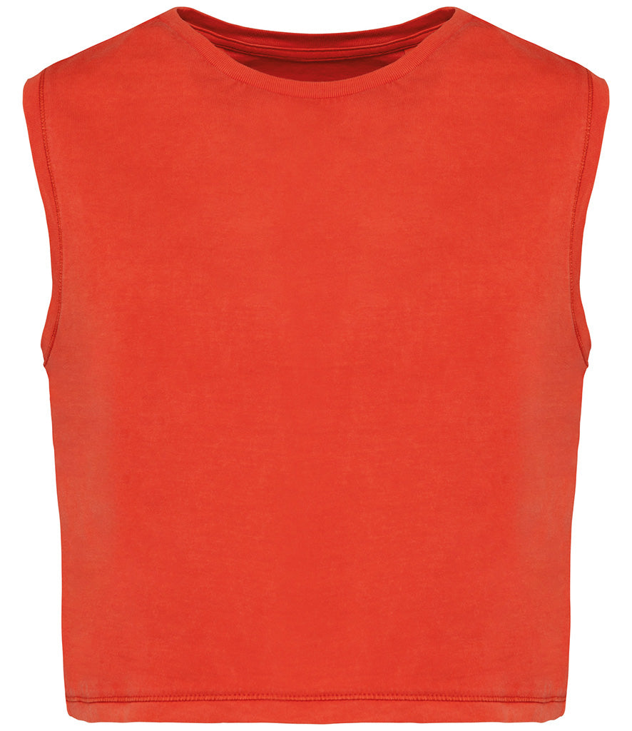 Ladies CROP Washed-Effect Tank Top