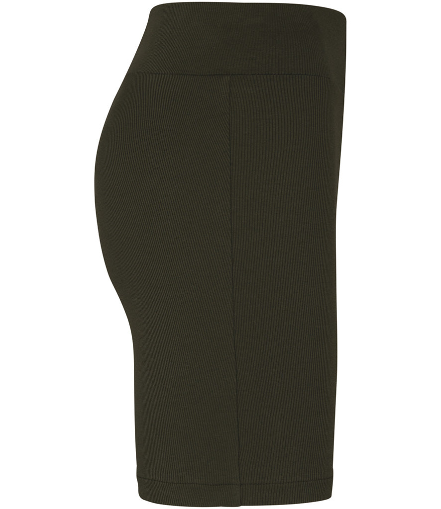 Ladies DRVN Khaki Ribbed Shorts
